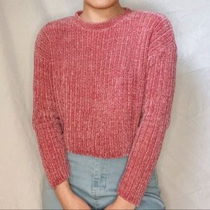 Isabelle’s cabinet pink velvet sweater
